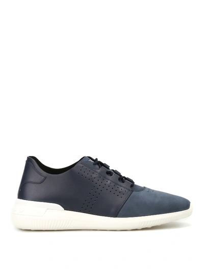 Tod's Blue Leather And Nubuck Sneakers