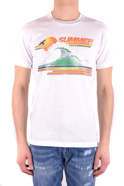 Dsquared2 Summer Print Cotton T-shirt In White