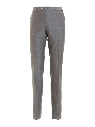 Corneliani Grey Wool And Linen Blend Trousers