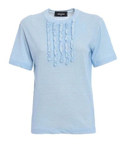 Dsquared2 Ruched Melange T-shirt In Light Blue