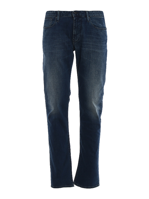 Emporio Armani Dark Wash Stretch Denim Jeans | ModeSens