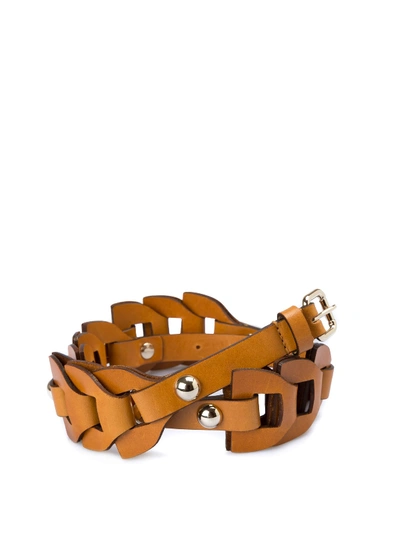 Red Valentino Threads Leather Belt In Light Brown