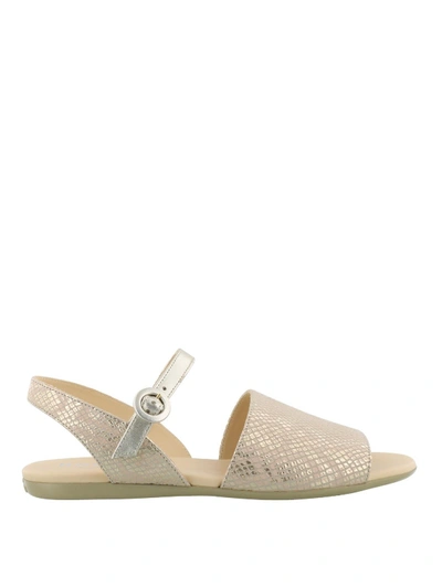 Hogan Metallic Leather Flat Sandals In Light Pink