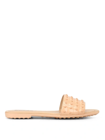 Tod's Leather Pebbled Slippers In Light Pink