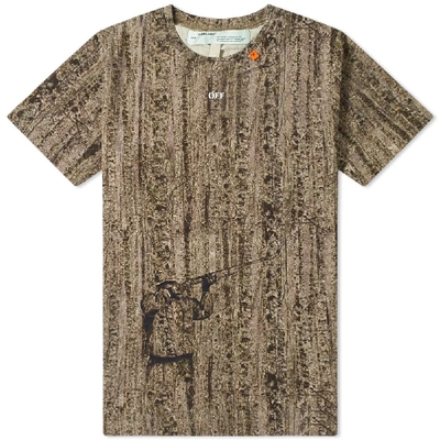 Off-white Real Camo Diagonals Slim Tee In Brown