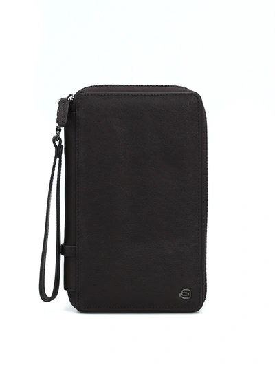 Piquadro Multipurpose Leather Wallet In Dark Brown