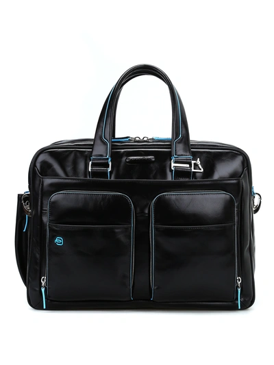 Piquadro Brushed Leather Black Briefcase