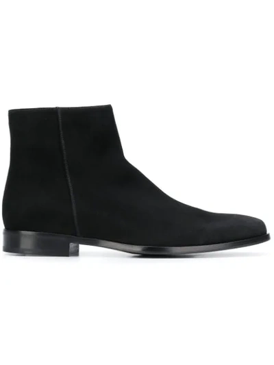 Prada Suede Tapered Ankle Boots In Black
