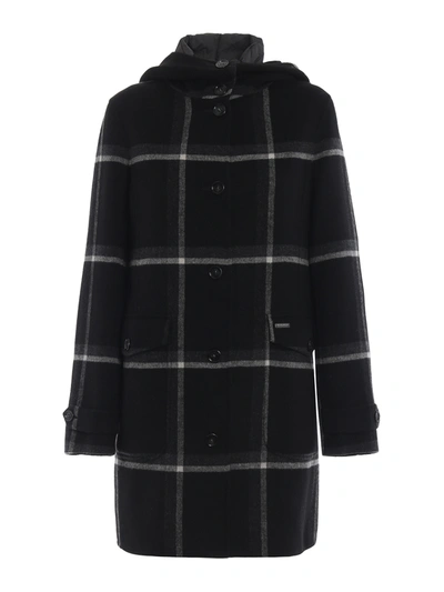 Woolrich Marcy Check Coat With Inner Padded Vest In Black