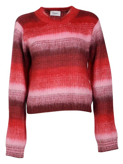 Dondup Striped Furry Sweater In Red