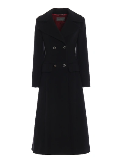 Alberta Ferretti Wool Cloth Double-breasted Fitted Coat In Black