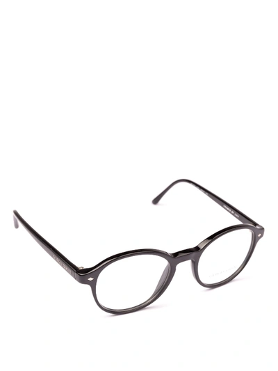 Giorgio Armani Black Acetate Round Eyeglasses