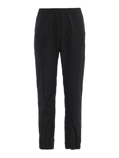 Versace Logo Bands Technical Fabric Track Pants In Black