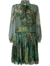 Alberta Ferretti Silk Mini Dress In Green