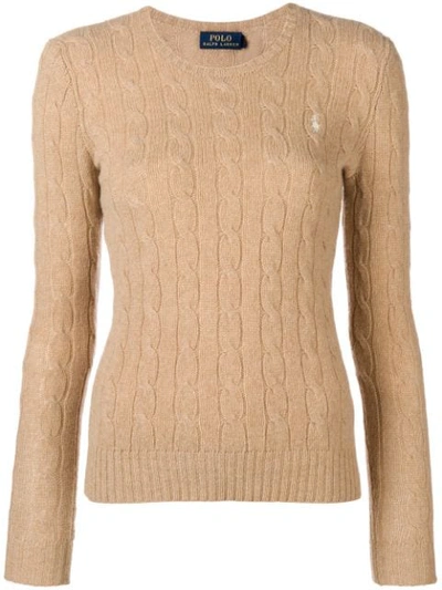 Polo Ralph Lauren Camel Cable Knit Merino And Cashmere Sweater In Neutrals
