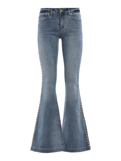 Michael Kors Selma Stud Embellished Flared Jeans In Light Wash