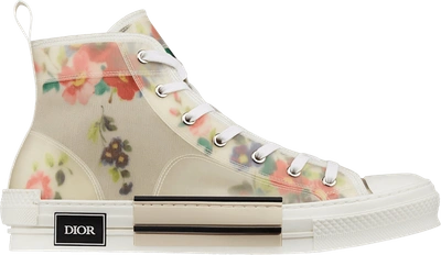 Pre-owned Dior  B23 High Top Flowers Oblique In Oblique/multicolor