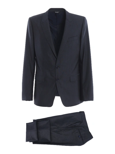 Dolce & Gabbana Wool And Silk Two-piece Martini Suit In Blue