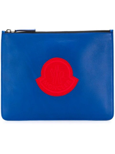 Moncler Royal Blue Leather Pouch Gm