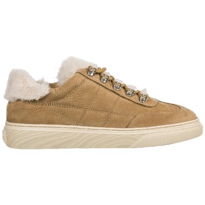 Hogan Women's Shoes Leather Trainers Sneakers H365 In Beige