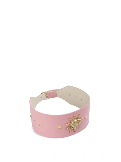 Fausto Puglisi Gold-tone Sun And Studded Leather Belt In Pink
