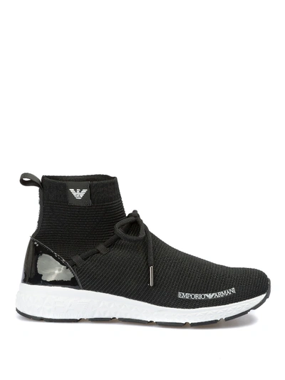 Emporio Armani Neoprene High-top Sock Sneakers In Black