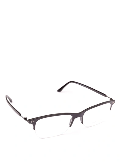 Giorgio Armani Black Half Frame Rectangular Eyeglasses