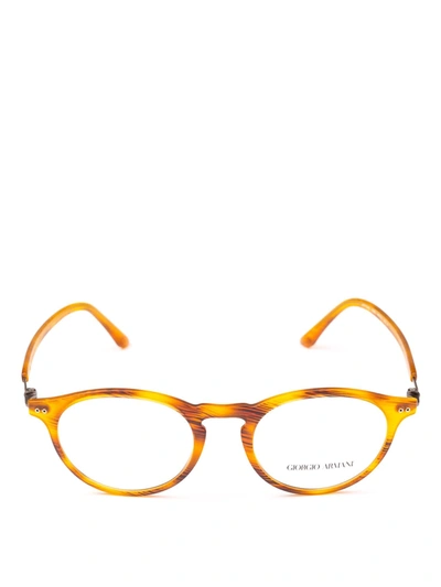 Giorgio Armani Matte Amber Acetate Panto Eyeglasses In Yellow