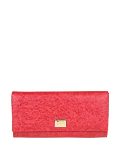 Dolce & Gabbana Red Dauphine Leather Continental Wallet