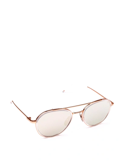 Thom Browne Rose Gold Metal Aviator Sunglasses