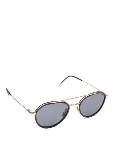 Thom Browne 12k Gold Laminated Titanium Sunglasses In Black