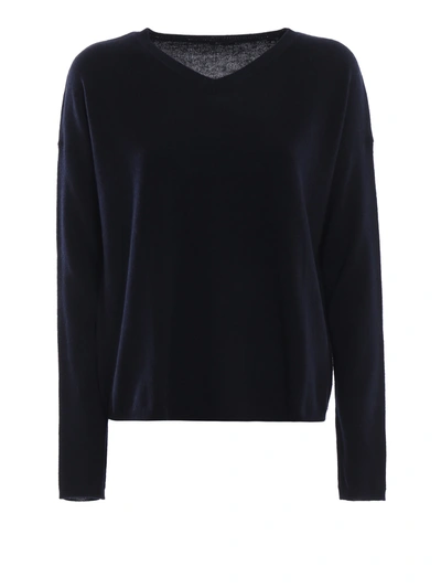 Aspesi Dark Blue Combed Wool Boxy Sweater