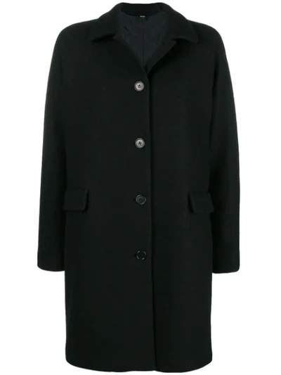 Aspesi Single-breasted Black Wool Cocoon Coat