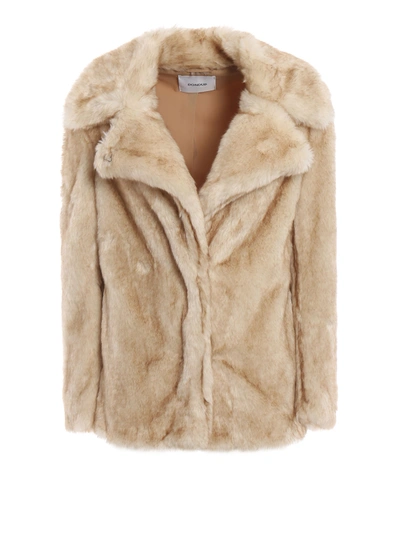 Dondup Fur Effect Light Beige Short Coat