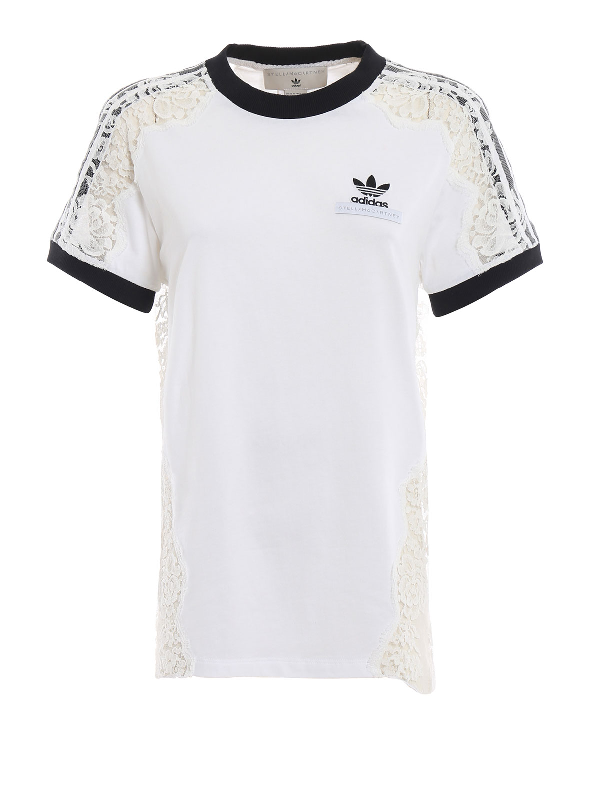 Adidas By Stella Mccartney See-through Lace Detail White T-shirt | ModeSens