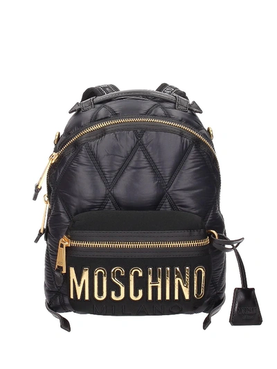 Moschino Maxi Logo Patch Detailed Nylon Backpack In Black