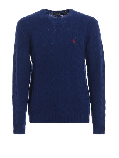 Polo Ralph Lauren Blue Cable Knit Wool And Cashmere Sweater