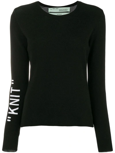 Off-white Crewneck Knit Sweater In Black