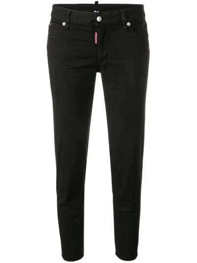 Dsquared2 Black Denim Skinny Cropped Jeans In Black