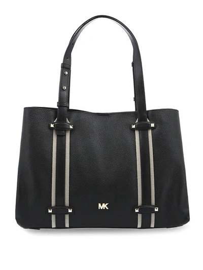Michael Kors Griffin Logo Detailed Hammered Leather Tote In Black