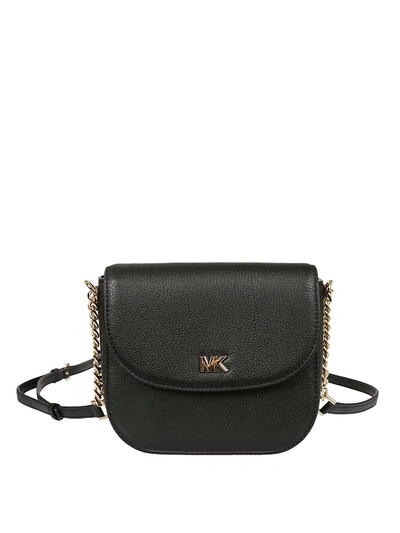 Michael Kors Half Dome Hammered Leather Cross Body Bag In Black