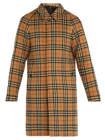 Burberry Vintage Check Alpaca Wool Car Coat In Dark Yellow