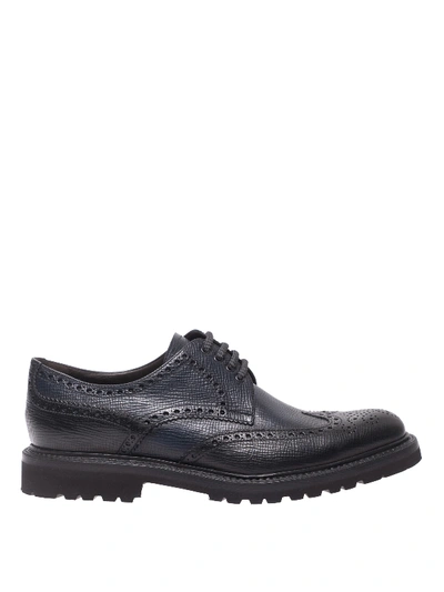 Barrett Textured Leather Derby Brogues In Black