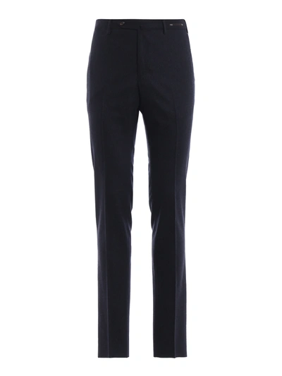 Pt01 Super Slim Fit Stretch Wool Trousers In Blue