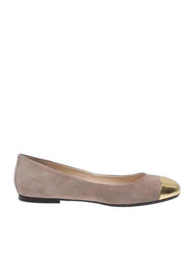 Anna Baiguera Suede Annina Flex Flats In Beige