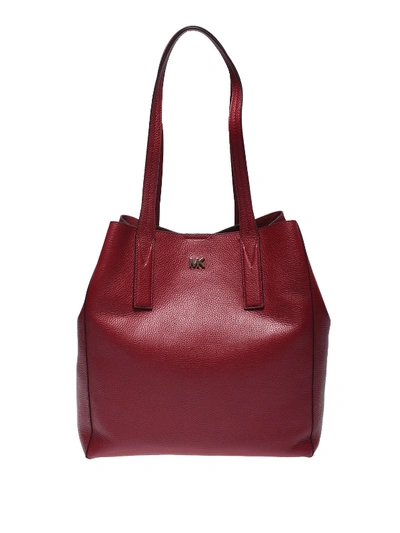 Michael Kors Junie Maroon Leather Large Tote In Dark Red