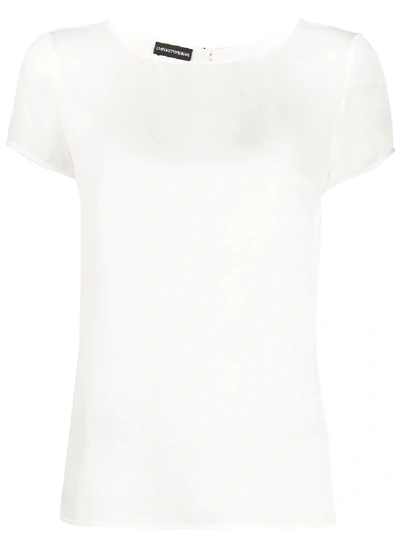 Emporio Armani White Stretch Silk T-shirt With Rear Key-hole