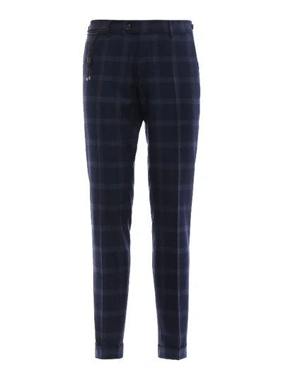 Berwich Blue Check Wool Classic Trousers