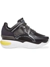Fendi Leather And Mesh Trainer Sneakers In Black
