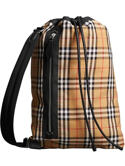 Burberry Vintage Check Canvas Travel Bag In Brown